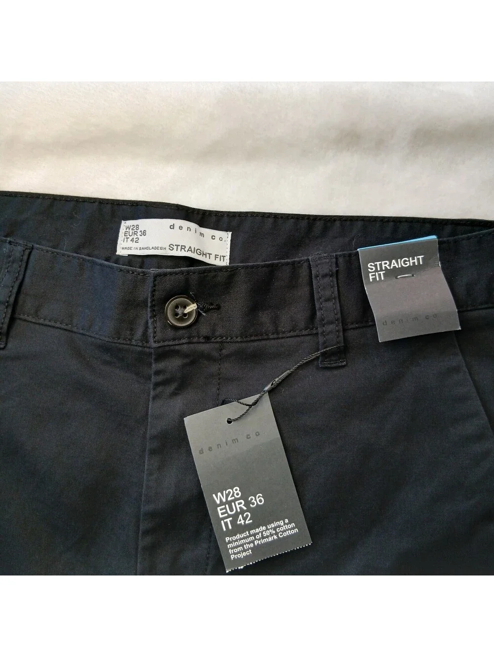 Brand New Black Straight Fit Chino Shorts Size W28 EUR 36 NWT